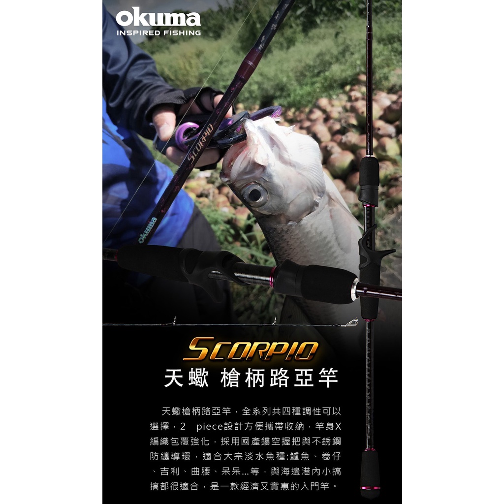 【立の羽】OKUMA 寶熊 Scorpio 天蠍座 槍柄 直柄 淡水路亞竿 6.3尺 四種調性
