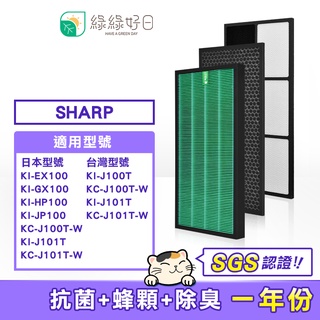 綠綠好日 適用 夏普 SHARP KI-GX100 KI-J100T-W J101T-W 抗菌 HEPA 活性碳濾網