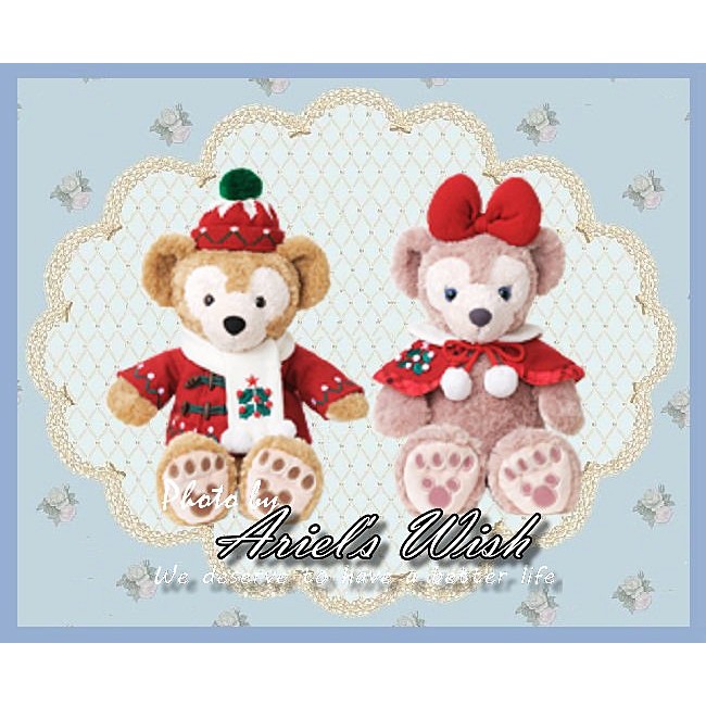 Ariel's Wish-日本東京迪士尼Duffy達菲熊聖誕節針織毛帽圍巾耶誕紅色斗篷款衣服組男生款賣場-最後一組絕版品