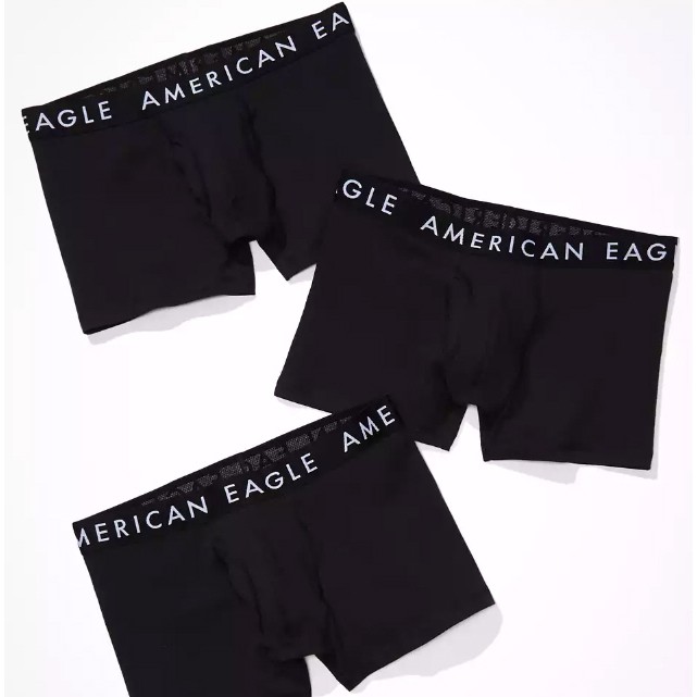 現貨 S 內褲組合 AE 三件一組 平口內褲 品牌經典內著 AMERICAN EAGLE 全黑 拳擊內褲