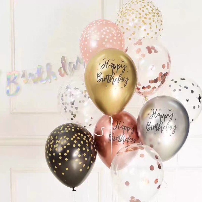 【現貨】12寸金屬氣球 透明波點氣球 生日氣球 生日派對 生日慶生