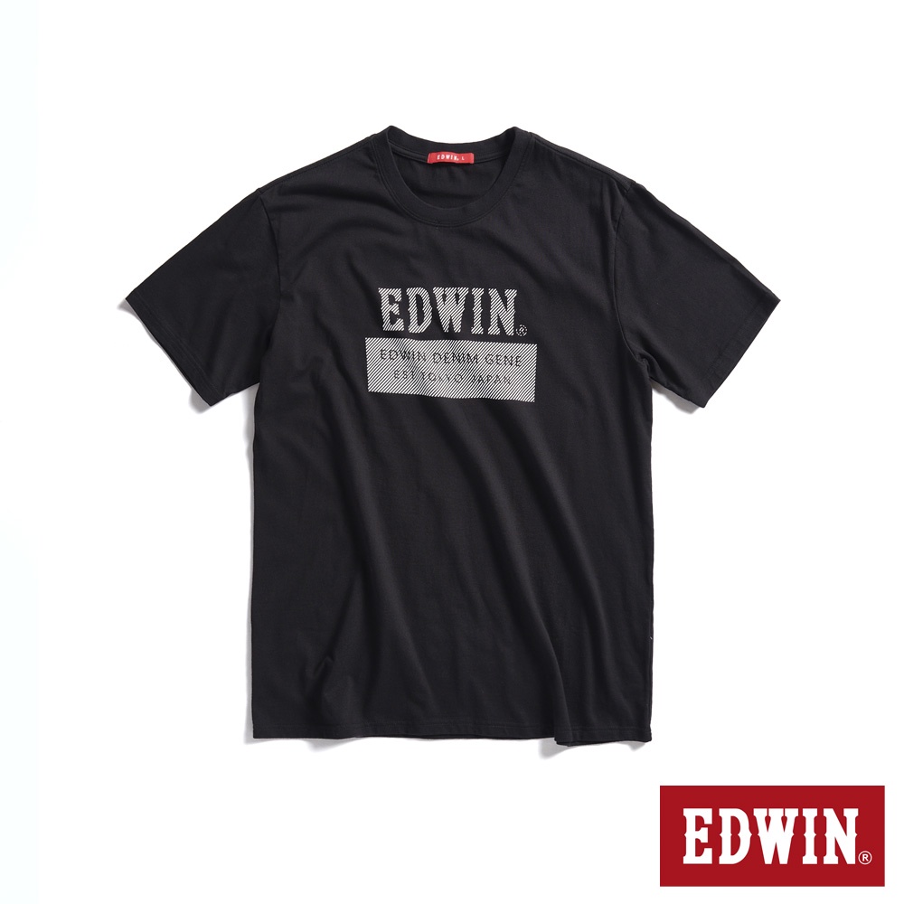 EDWIN 人氣復刻 斜紋經典LOGO短袖T恤(黑色)-男款