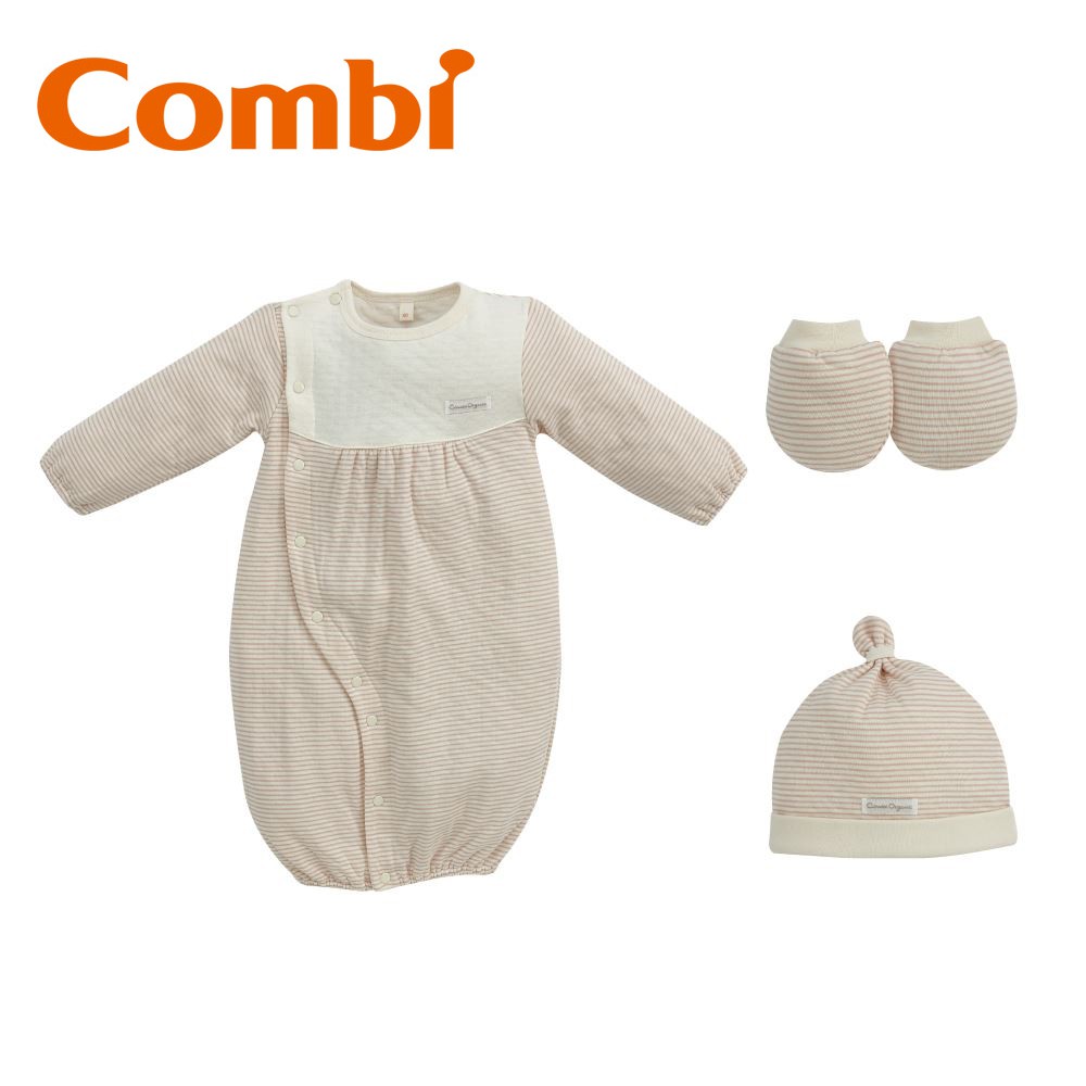 【Combi】台灣製｜3-6個月｜嬰兒 兩用裝｜3件組｜禮盒｜有機棉｜安可