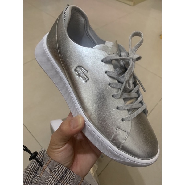 lacoste silver sneakers