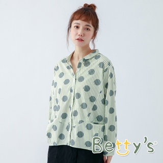 betty’s貝蒂思(11)直紋大圓點設計款襯衫(綠色)