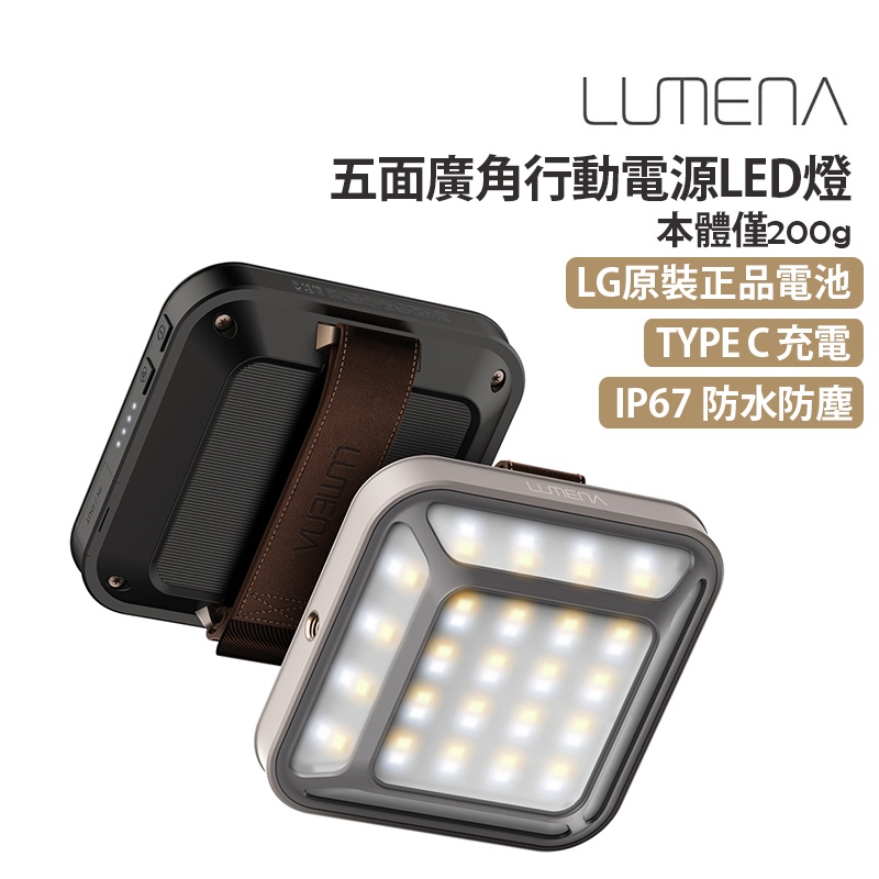 【N9 LUMENA】MINI 五面廣角行動電源LED燈 三色 露營燈 行動電源 聚光燈 攝影燈 IP67防水