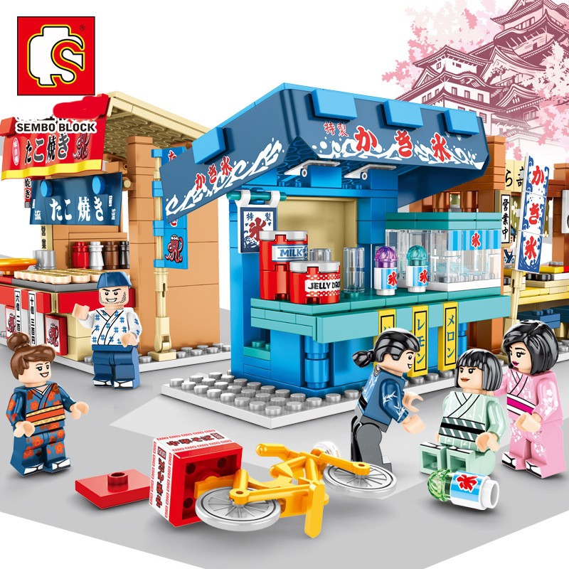 SEMBO 601065-601068街景商店 積木 章魚燒 壽司 刨冰 拉麵 什錦