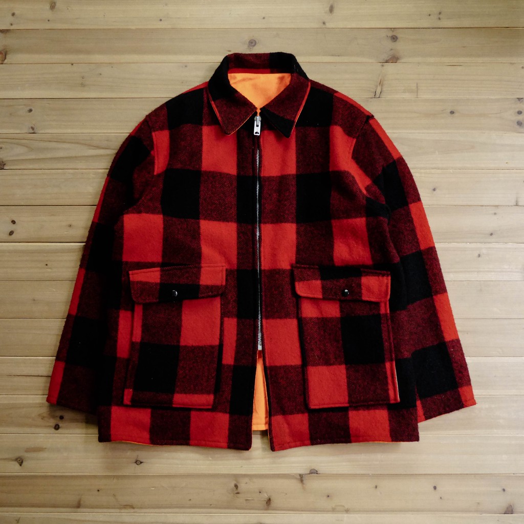 《白木11》 🇺🇸 60s Woolrich Mackinaw 美國製 紅黑 格紋 羊毛 雙面穿 狩獵 外套 古著
