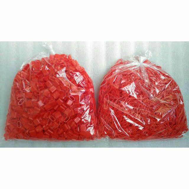 各一包1000入紅色蒜頭網束套組 束環 束頭 450元番茄網袋束套柑桔網袋束套金桔網袋束套束頭塑膠束環包裝材料紅色