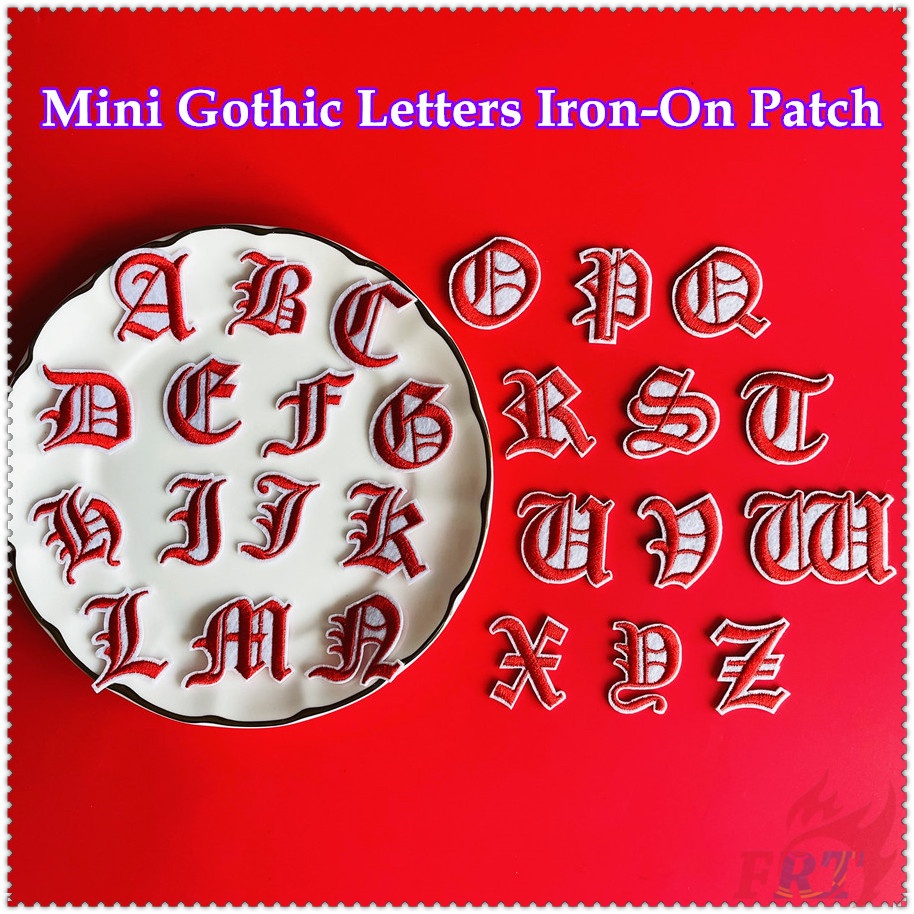 哥特式迷你英文字母系列 Q-2(紅色)熨燙補丁 1Pc Diy 刺繡補丁縫在熨斗上的徽章補丁