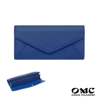 【OMC】義大利植鞣革信封式兩折牛皮長夾95116(天藍)