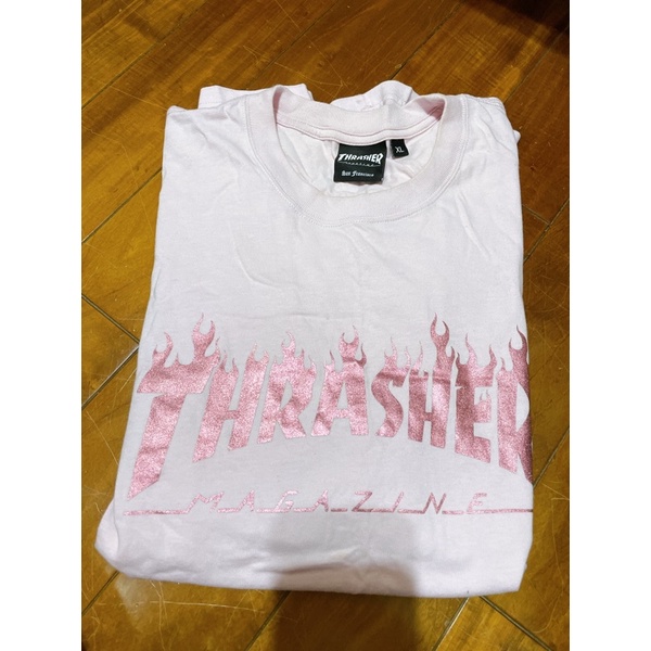 Thrasher 粉色logout shirt