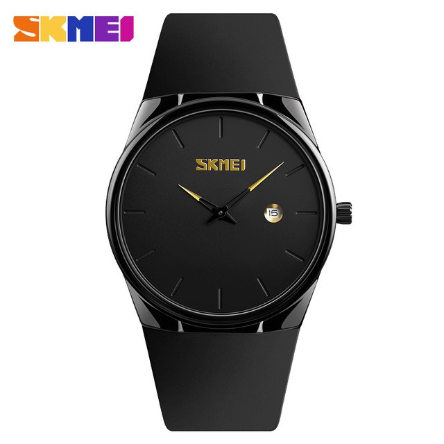 Skmei 1509 休閒簡約石英手錶男士 PU 錶帶時尚超薄手錶日曆顯示模擬手錶 Relogio Masculino