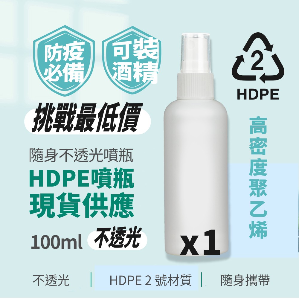 【超值加購】不透光HDPE2號噴霧分裝瓶-100ml(可以裝酒精次氯酸水) 分裝瓶 不透光 噴霧瓶 噴罐 100ml