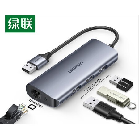 UGREEN 綠聯 USB HUB (外接網卡RJ45*1 +USB 3.0*3)