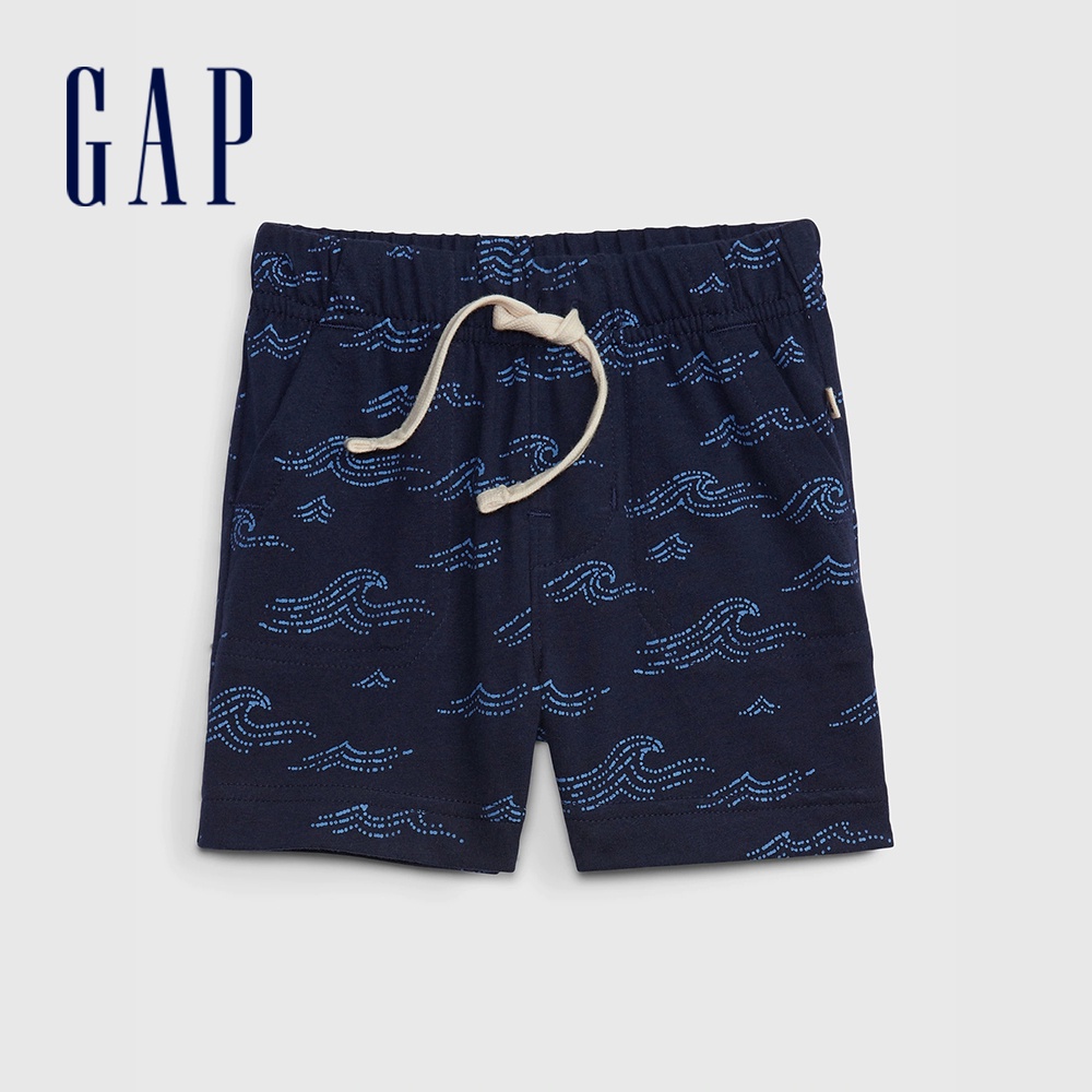 Gap 嬰兒裝 印花抽繩鬆緊短褲 布萊納系列-藏藍色(869455)