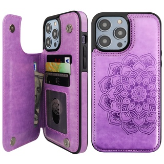 Iphone 14 手機殼帶卡夾,花朵磁性後翻蓋手機殼,適用於 iphone 14 女士錢包,iphone 14 保護殼