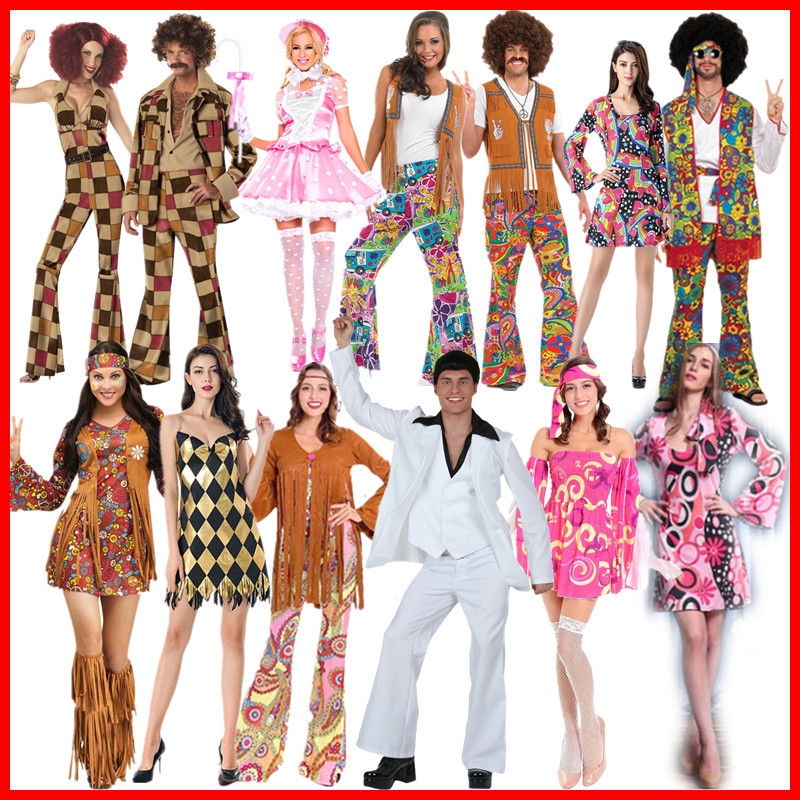 萬圣節服裝復古70年代迪斯科嬉皮士演出服hippie Costume角色服 蝦皮購物