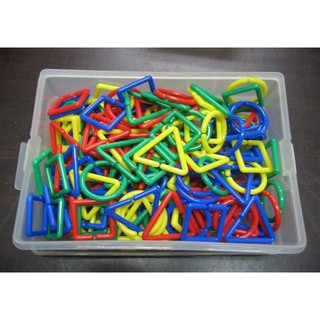 【愛玩耍玩具屋】USL遊思樂 幾何環扣 / 幾何連環扣 (3形,4色,160pcs)+收納盒