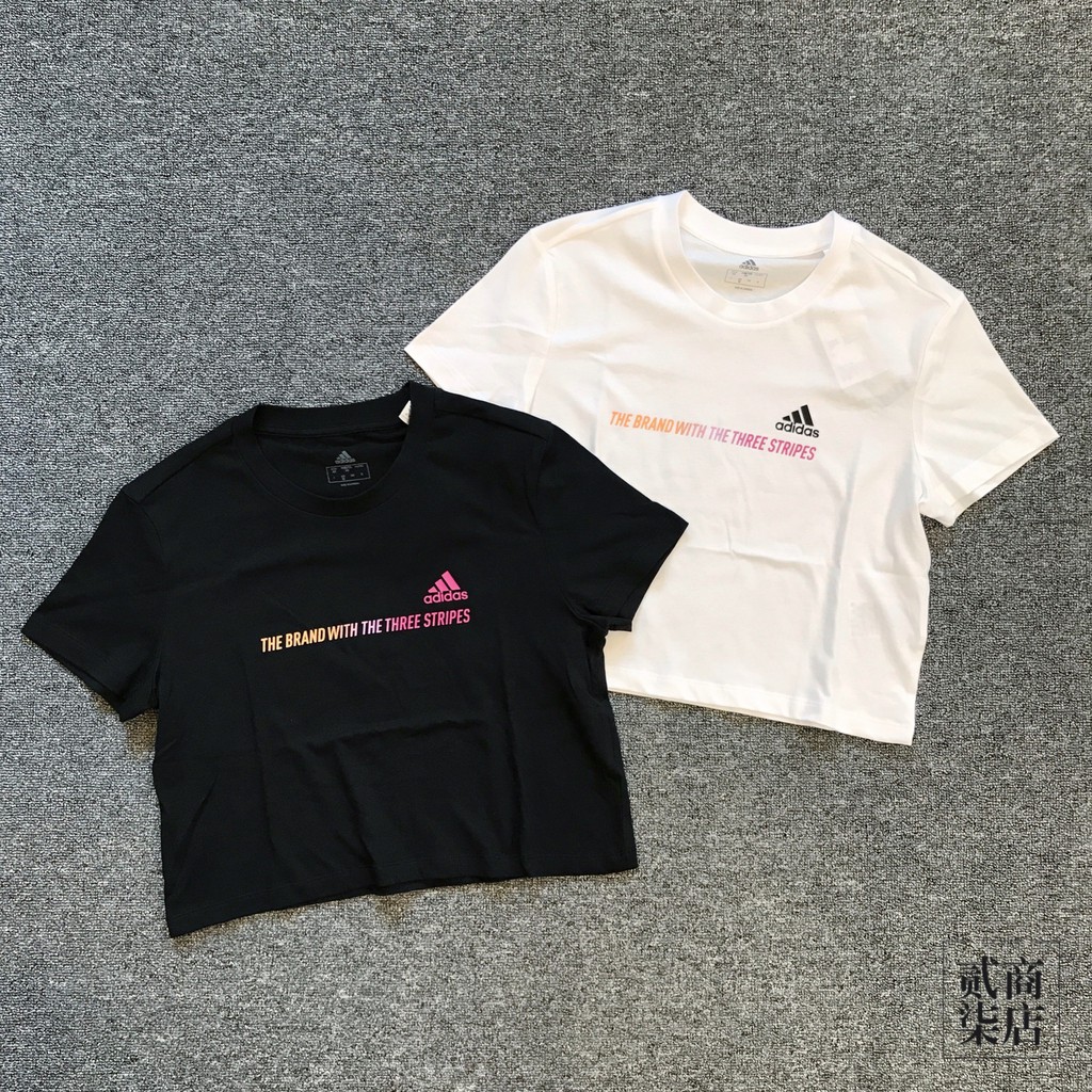 (貳柒商店) adidas Essentials Tee 女款 短版 短袖 上衣 黑 GM5576 白 GM5577