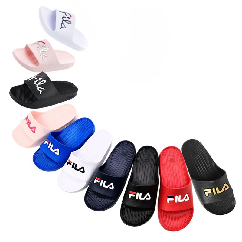 FILA 韓系一體成型LOGO防水輕量情侶拖鞋 534-4S355 鞋鞋俱樂部 黑/白/草寫