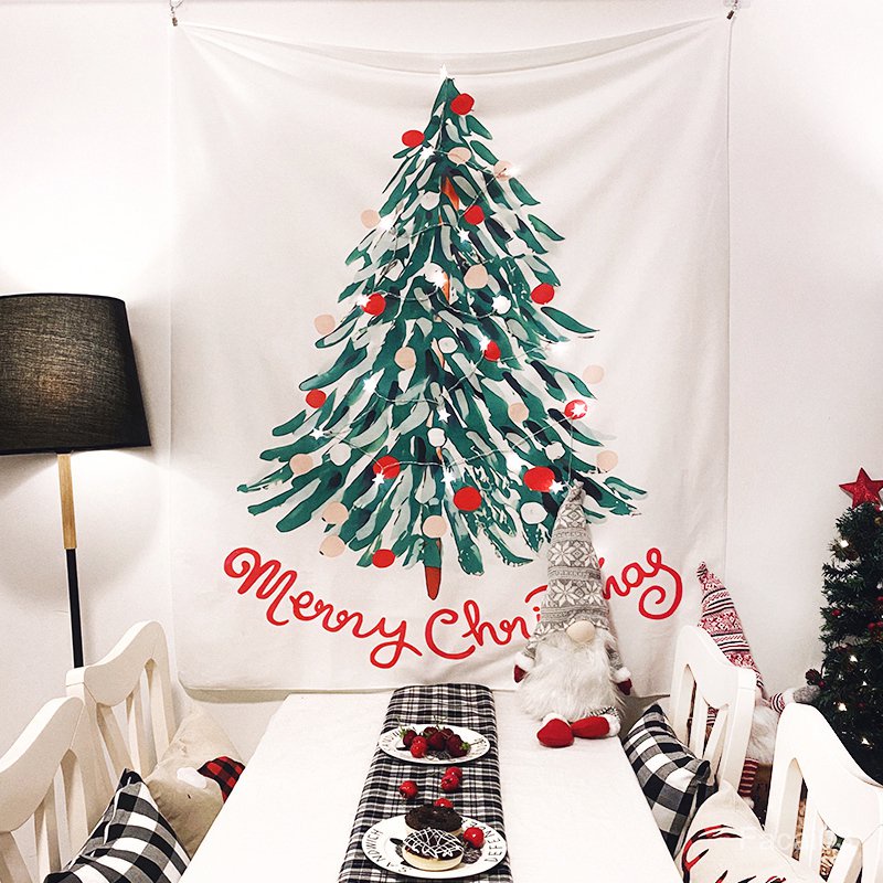 聖誕裝飾🎄 馬吉吉 ins北歐簡約聖誕樹掛布聖誕節臥室墻布直播節日裝飾背景布
