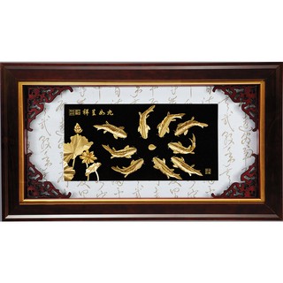開運陶源 雅鑑鑫品 【精緻系列-九如呈祥】錦鯉 純金金箔畫108x61cm -On Sale 大降價促銷中