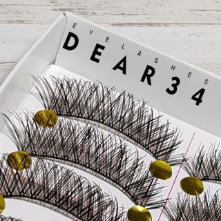 《Dear34》136黑棕相間濃密交叉眼尾加長 純手工編織假睫毛自然裸妝 一盒十對價
