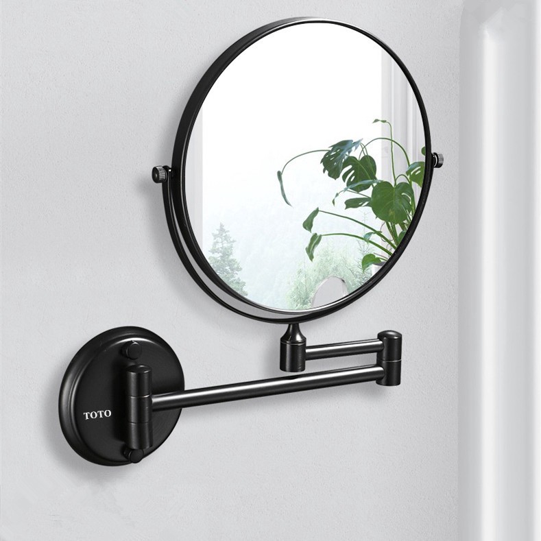 Toto衛生間全銅化妝鏡五金件壁掛式伸縮雙面美容鏡可折疊放大鏡子 蝦皮購物