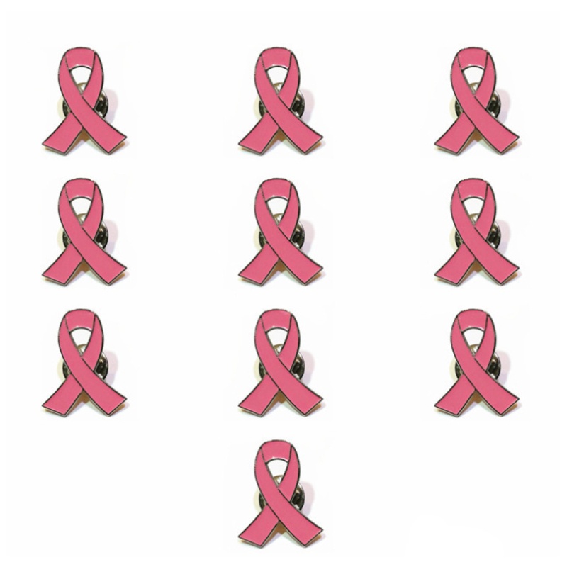 R* 10 件合金胸針別針套裝女式女孩時尚琺瑯粉紅絲帶乳腺癌徽章衣服首飾