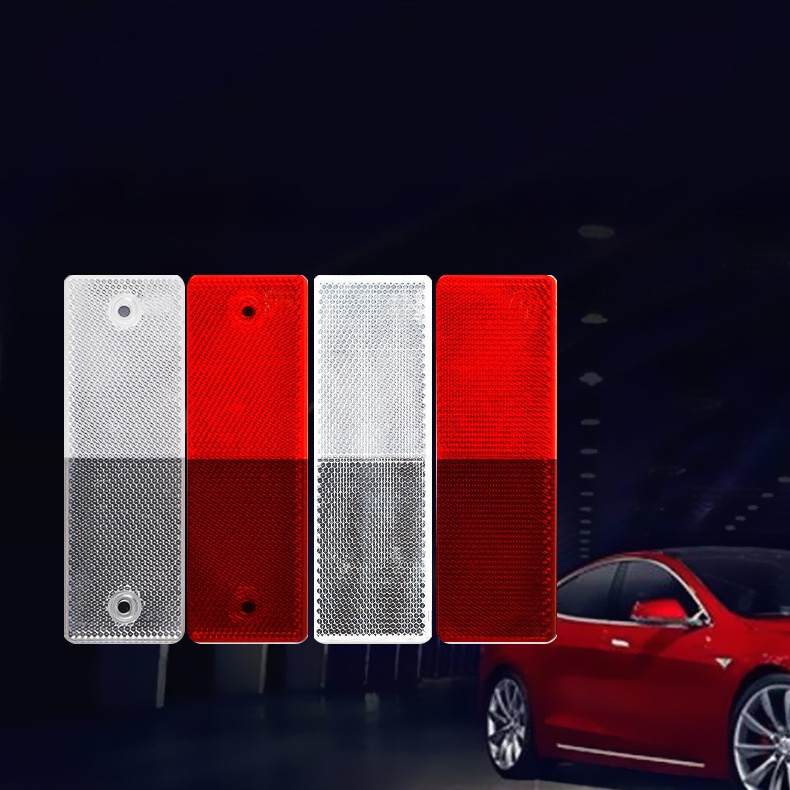 台灣現貨 汽車反射標誌貼車用夜間安全反光條塑料反光板車身貼貨車卡車紅白塑料反光貼貨車反光板車用反射器 蝦皮購物
