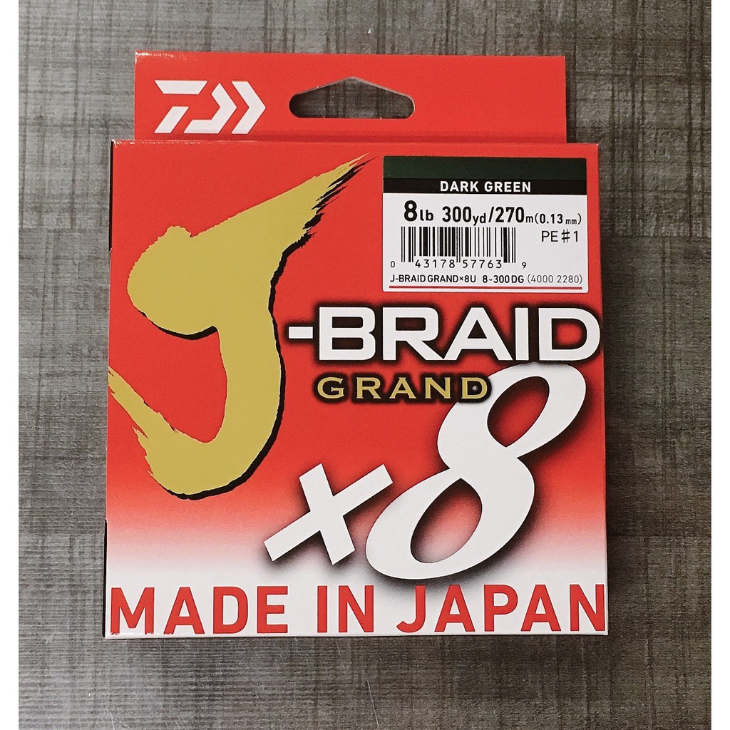 DAIWA 日本製 J-BRAID GRAND X8二代 300yd  270m  8股PE線/布線(墨綠色)