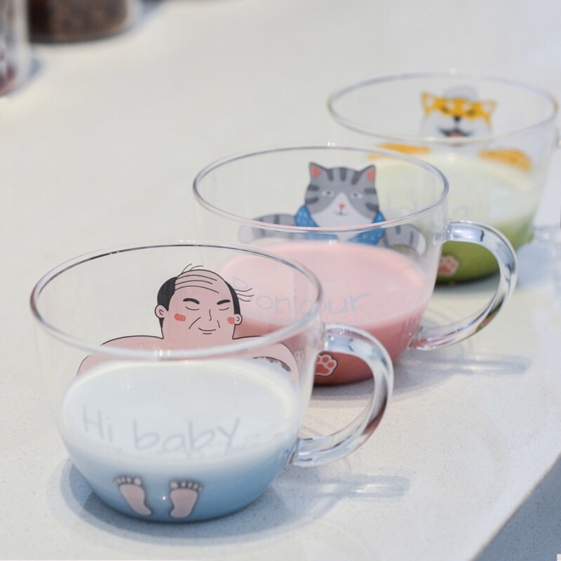 *預購商品*溫泉 系列 耐熱 耐高溫 創意 水杯 貓咪 杯 日式 男女 早餐杯 杯子 早餐 牛奶杯 牛奶 玻璃杯 柴犬