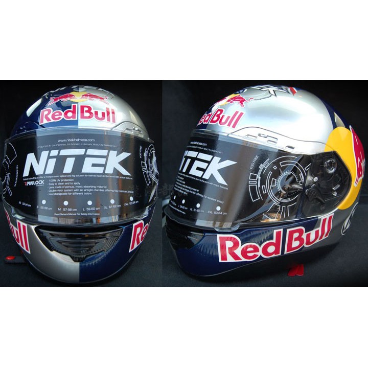 瀧澤部品 美國NiTEK P1 全罩安全帽 碳纖維 Red Bull #52 紅牛  競技選手帽 彩繪 透氣舒適 輕量