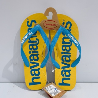 Havaianas Top Logomania 2 哈瓦仕 男女款 黃藍 大LOGO 拖鞋 4145741-0121U