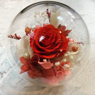 永生玫瑰花玻璃球罩/乾燥花/居家擺飾/生日禮物/情人節禮物