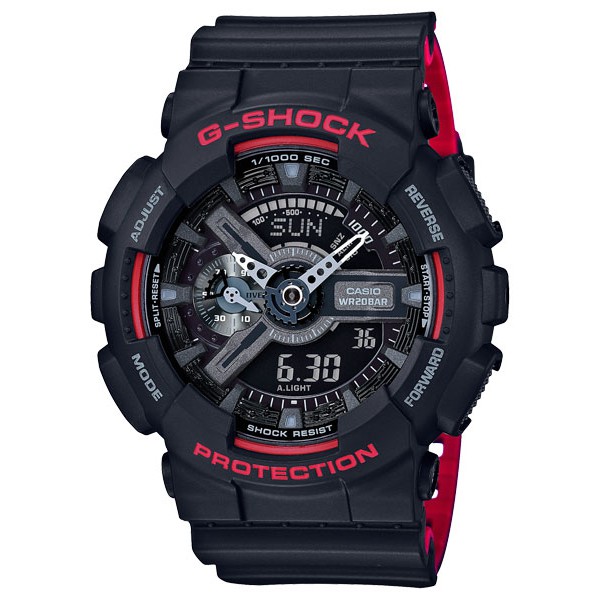 G-SHOCK絕對強悍Black&amp;Red Series黑X紅系列系列雙顯電子錶_ GA-110HR-1A