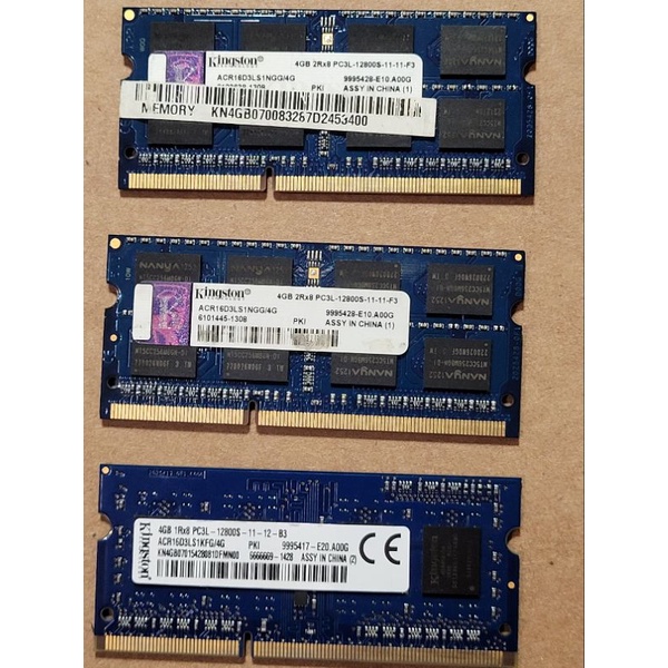 金士頓 kingston  DDR3 1600L  4G 筆電記憶體