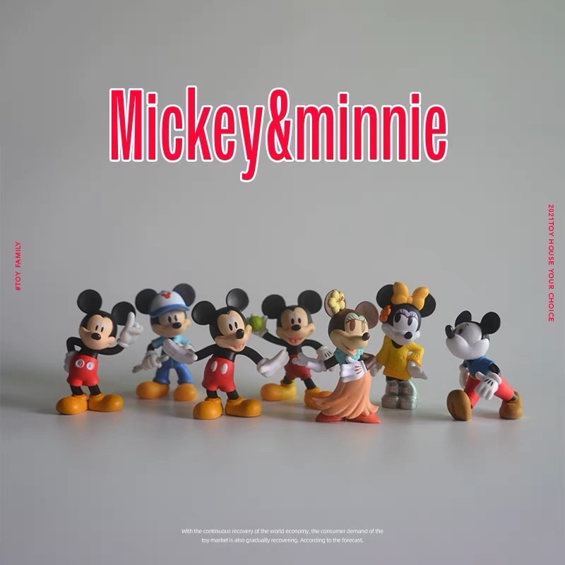 迪士尼 米奇 米妮 復古米妮 修車工 打排球 公仔 模型