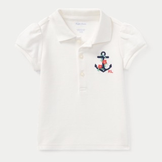 全新正品Ralph Lauren 經典款polo衫 天使純白色 水手小花logo 女寶童裝各尺寸18m 現貨