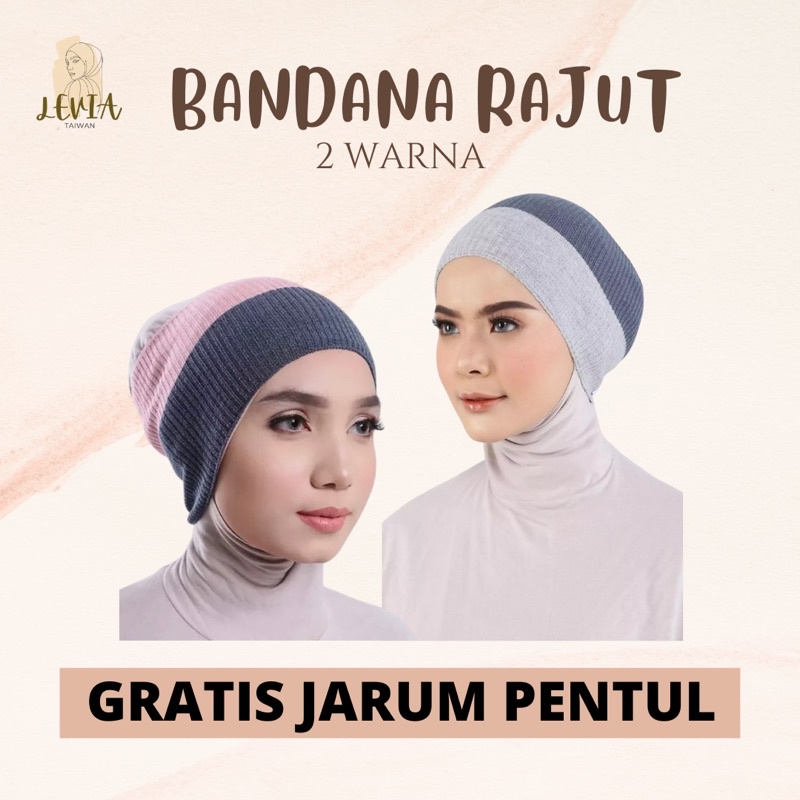 BANDANA RAJUT 2 WARNA (bandana hijab/jilbab)