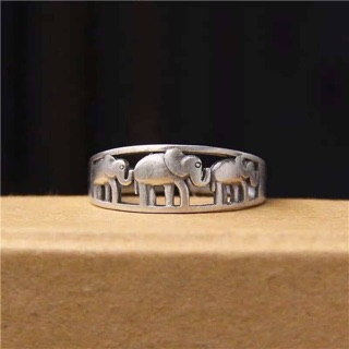 《現貨》香港銀飾代購 HK 吸財大象純銀戒指 S925 開口戒 如意貓