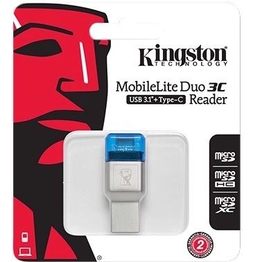金士頓 Kingston MicroSD 雙頭讀卡機 Type-C+USB雙轉接頭 適Android手機 OTG 隨身碟
