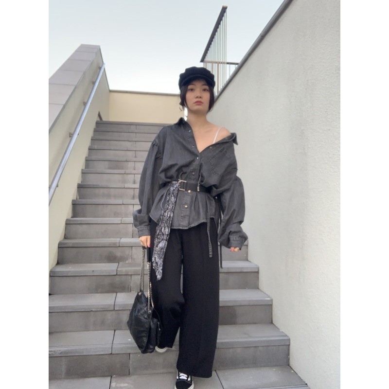 miyuki select 購入黑色牛仔襯衫外套