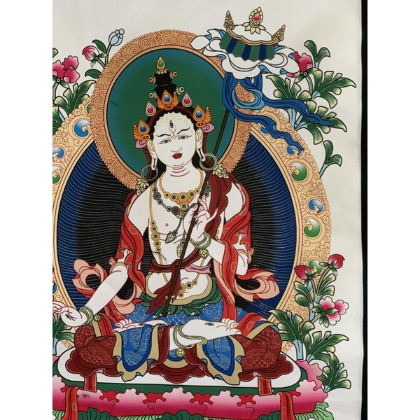 7766西藏唐卡畫布掛毯大白傘蓋佛母布扎阿甘杜甘姆新唐卡畫布金剛頂髻大迴遮母