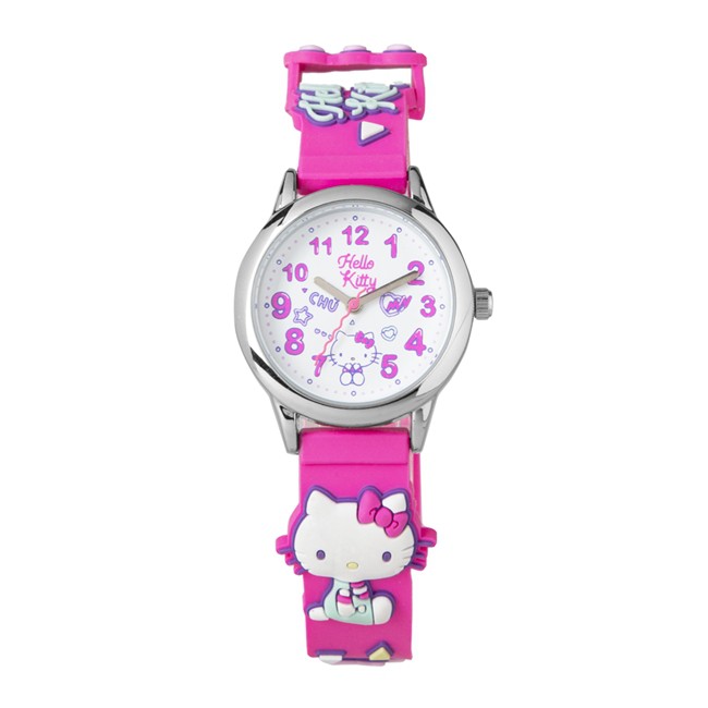 【HELLO KITTY】凱蒂貓 繽紛霓虹兒童手錶(桃紅 KT075LWWP1)