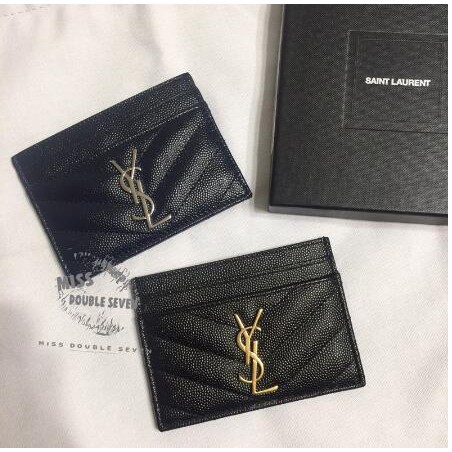 Ysl 卡夾經典魚子醬卡夾 黑色金字深藍銀字 蝦皮購物