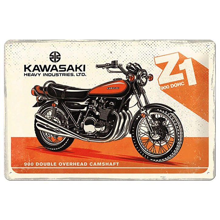 【德國Louis】Kawasaki金屬牌 德國製川崎Z1馬口鐵牌摩托車重機重型機車車庫復古經典舊化感裝飾10014887