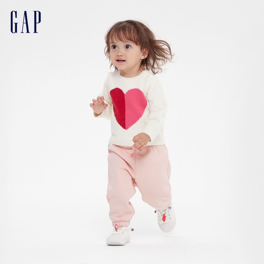 Gap 嬰兒裝 保暖仿羊羔絨鬆緊長褲-淡粉色(656204)