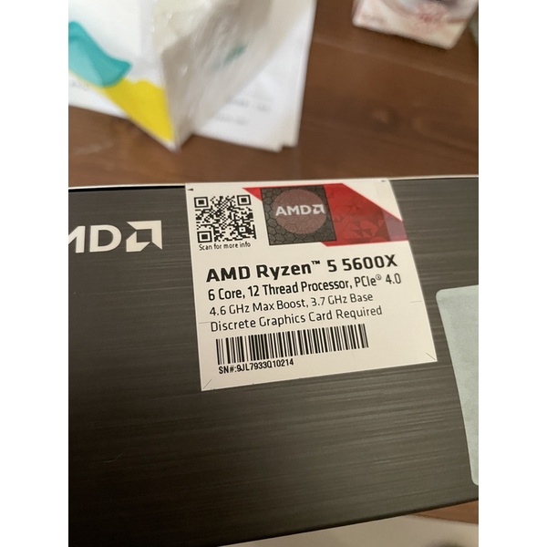 AMD 5600x R5 台灣公司貨 07/04欣亞購入 全新未拆 有發票電子檔